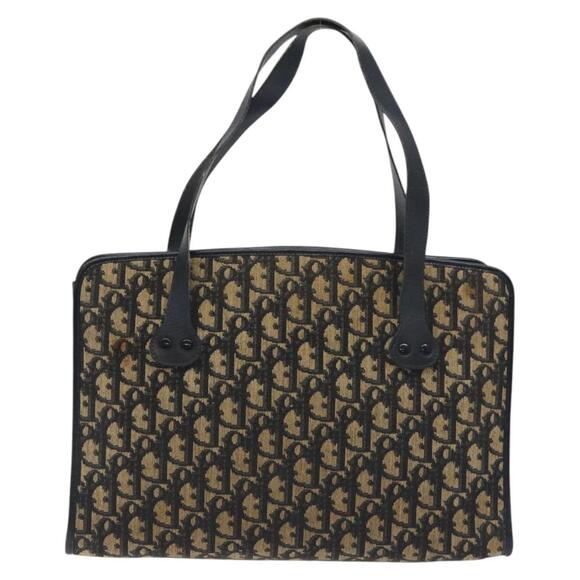 DIOR Trotter Canvas Hand Bag Navy Gold - Picture 3 of 12